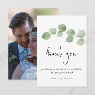 Elegant Eucalyptus Leaf Script Foto Vielen Dank Dankeskarte