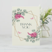 Elegant Eucalyptus & Lilac Custom wedding Dankeskarte (Stehend Vorderseite)