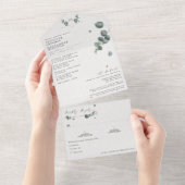Elegant Eucalyptus Monogram Wedding All In One Einladung (Abreißtisch)