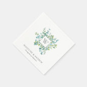 Elegant Eucalyptus Monogram Wedding Serviette (Ecke)