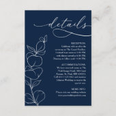 Elegant Eucalyptus Navy Blue Wedding Details Begleitkarte (Vorderseite)