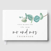 Elegant Eucalyptus New Mrs. Name Wedding Gästebuch (Vorderseite)