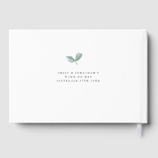 Elegant Eucalyptus New Mrs. Name Wedding Gästebuch (Rückseite)