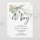 Elegant Eucalyptus Oh Boy Baby Shower Party Einladung (Vorne/Hinten)