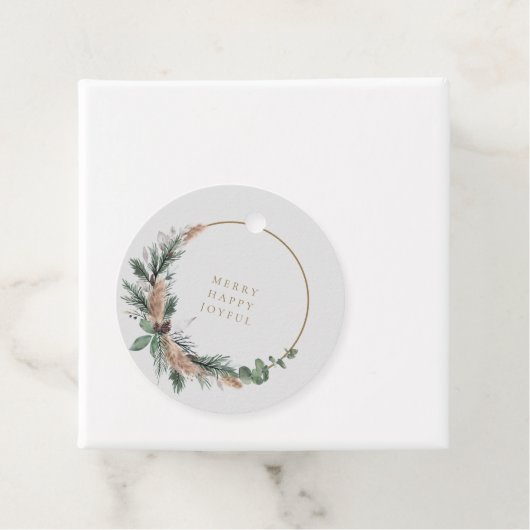 Elegant Eucalyptus Pampas Grass Weihnachtskranz Geschenkanhänger (Beispiel)