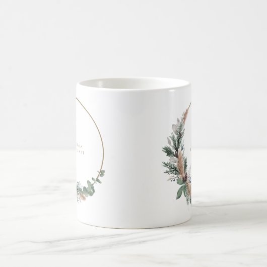 Elegant Eucalyptus Pampas Grass Weihnachtskranz Kaffeetasse (Mittel)