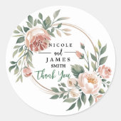 Elegant Eucalyptus Peach Floral Runder Aufkleber (Vorderseite)
