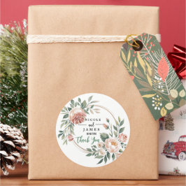 Elegant Eucalyptus Peach Floral Runder Aufkleber