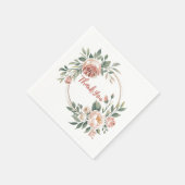 Elegant Eucalyptus Peach Floral Serviette (Ecke)
