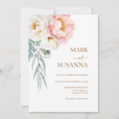 Elegant Eucalyptus Peonies Wedding Einladung (Vorderseite)