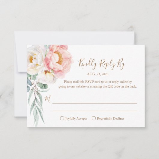 Elegant Eucalyptus Peonies Wedding RSVP (QR-Code) (Vorderseite)