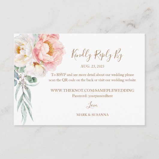 Elegant Eucalyptus Peonies Wedding RSVP (QR-Code) (Vorderseite)