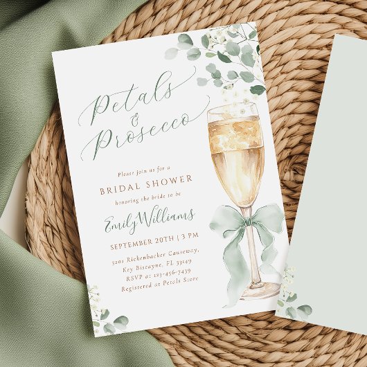 Elegant Eucalyptus Prosecco Bridal Shower Einladung