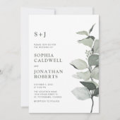 Elegant Eucalyptus QR Code Sage Wedding Einladung (Vorderseite)