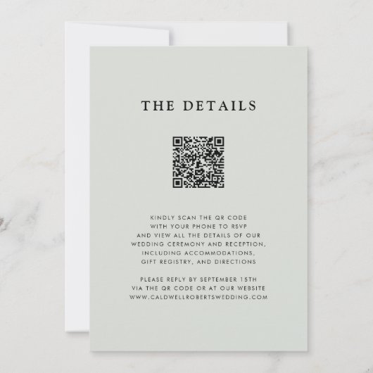 Elegant Eucalyptus QR Code Sage Wedding Einladung (Rückseite)