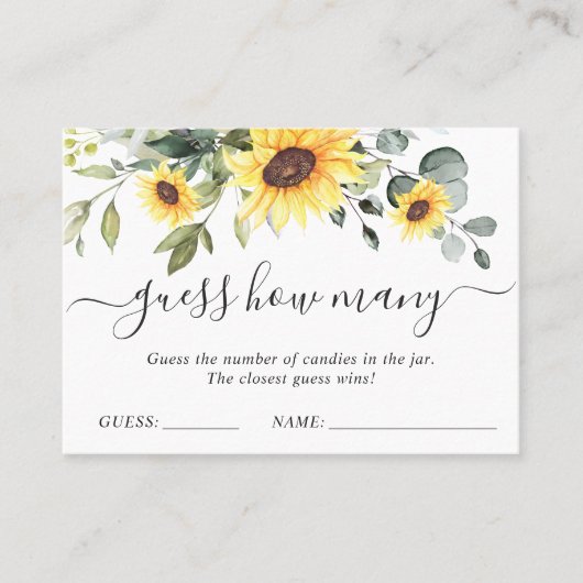 Elegant Eucalyptus rät, wie viele Kisses Game Card Visitenkarte (Vorderseite)