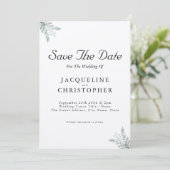 Elegant Eucalyptus Rustic Save the Date Wedding Einladung (Stehend Vorderseite)