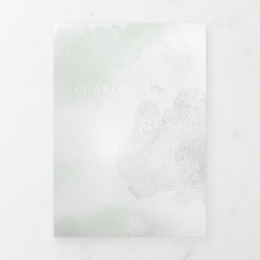 Elegant Eucalyptus Sage Green Floral Wedding Dreifach Gefaltete Einladung (Cover)