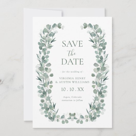 Elegant Eucalyptus Save The Date (Vorderseite)