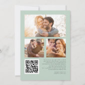 Elegant Eucalyptus Script 3 Foto QR Code Wedding Einladung (Rückseite)