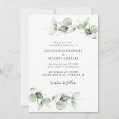 Elegant Eucalyptus Script Wedding Einladung (Vorderseite)