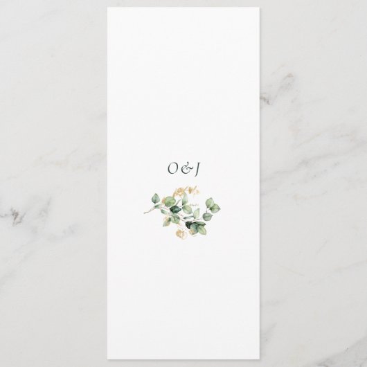 Elegant Eucalyptus Script Wedding Menükarte (Rückseite)