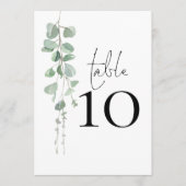Elegant Eucalyptus Script Wedding Tischnummer (Vorderseite)