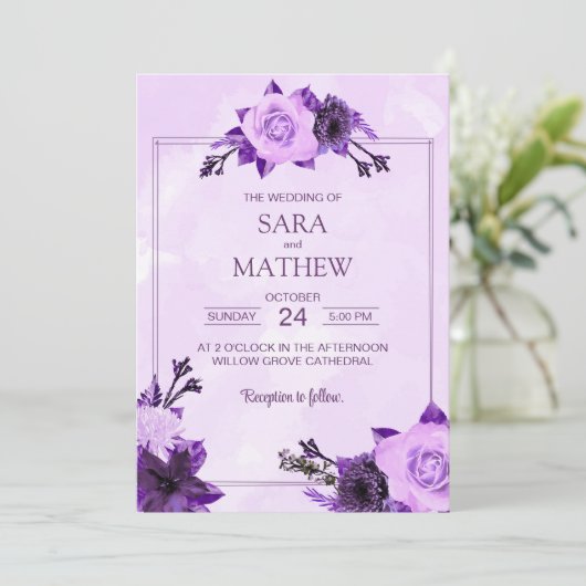 Elegant Eucalyptus Simple Wedding Einladung (Stehend Vorderseite)