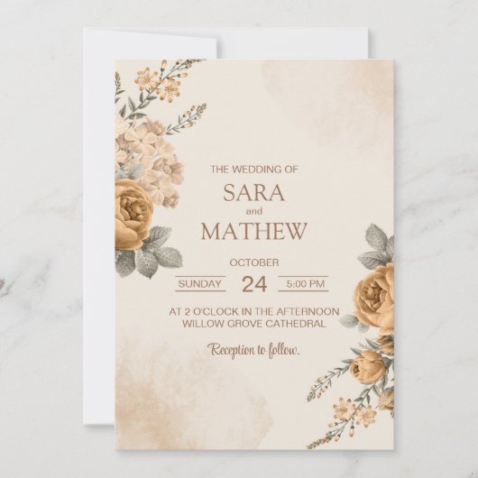 Elegant Eucalyptus Simple Wedding Einladung (Vorderseite)