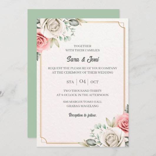 Elegant Eucalyptus Simple Wedding Einladung (Vorne/Hinten)