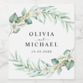 Elegant Eucalyptus Simple Wedding Weinetikett (Einzelnes Label)