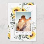 Elegant Eucalyptus Sonnenblumen FOTO Hochzeit Save The Date (Vorne/Hinten)