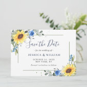 Elegant Eucalyptus Sonnenblumen Hochzeit Save The Date (Stehend Vorderseite)