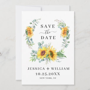 Elegant Eucalyptus Sonnenblumen Hochzeit Save The Date