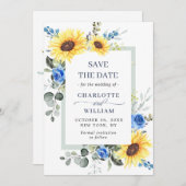 Elegant Eucalyptus Sonnenblumen Hochzeit Save The Date (Vorne/Hinten)