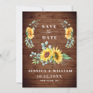 Elegant Eucalyptus Sonnenblumen Hochzeit Save The Date
