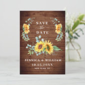Elegant Eucalyptus Sonnenblumen Hochzeit Save The Date (Stehend Vorderseite)