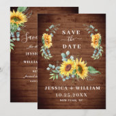Elegant Eucalyptus Sonnenblumen Hochzeit Save The Date (Vorne/Hinten)