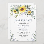 Elegant Eucalyptus Sonnenblumen Hochzeit Save The Date (Vorne/Hinten)