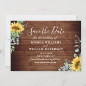Elegant Eucalyptus Sonnenblumen Hochzeit Save The Date (Rückseite)