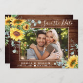 Elegant Eucalyptus Sonnenblumen Hochzeit Save The Date (Vorne/Hinten)