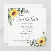 Elegant Eucalyptus Sonnenblumen Hochzeit Save The Date (Vorne/Hinten)