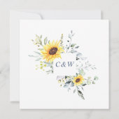 Elegant Eucalyptus Sonnenblumen Hochzeit Save The Date (Rückseite)