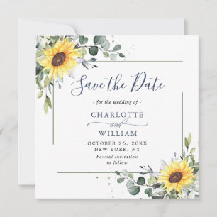 Elegant Eucalyptus Sonnenblumen Hochzeit Save The Date