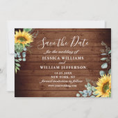 Elegant Eucalyptus Sonnenblumen Hochzeit Save The Date (Rückseite)