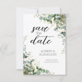 Elegant Eucalyptus speichert die Datumskarten Save The Date (Vorderseite)