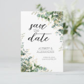 Elegant Eucalyptus speichert die Datumskarten Save The Date (Stehend Vorderseite)