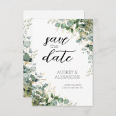 Elegant Eucalyptus speichert die Datumskarten Save The Date (Vorne/Hinten)