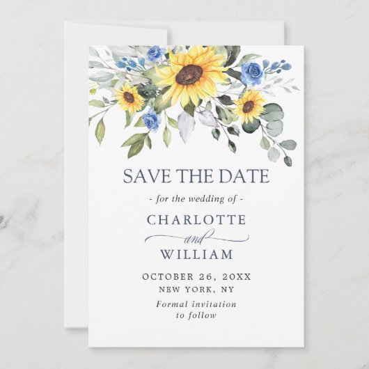 Elegant Eucalyptus Sunflower Floral Wedding Rett T Save The Date (Vorderseite)