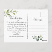 Elegant Eucalyptus Sunflowers Blumengrün Vielen Da Postkarte (Rückseite)